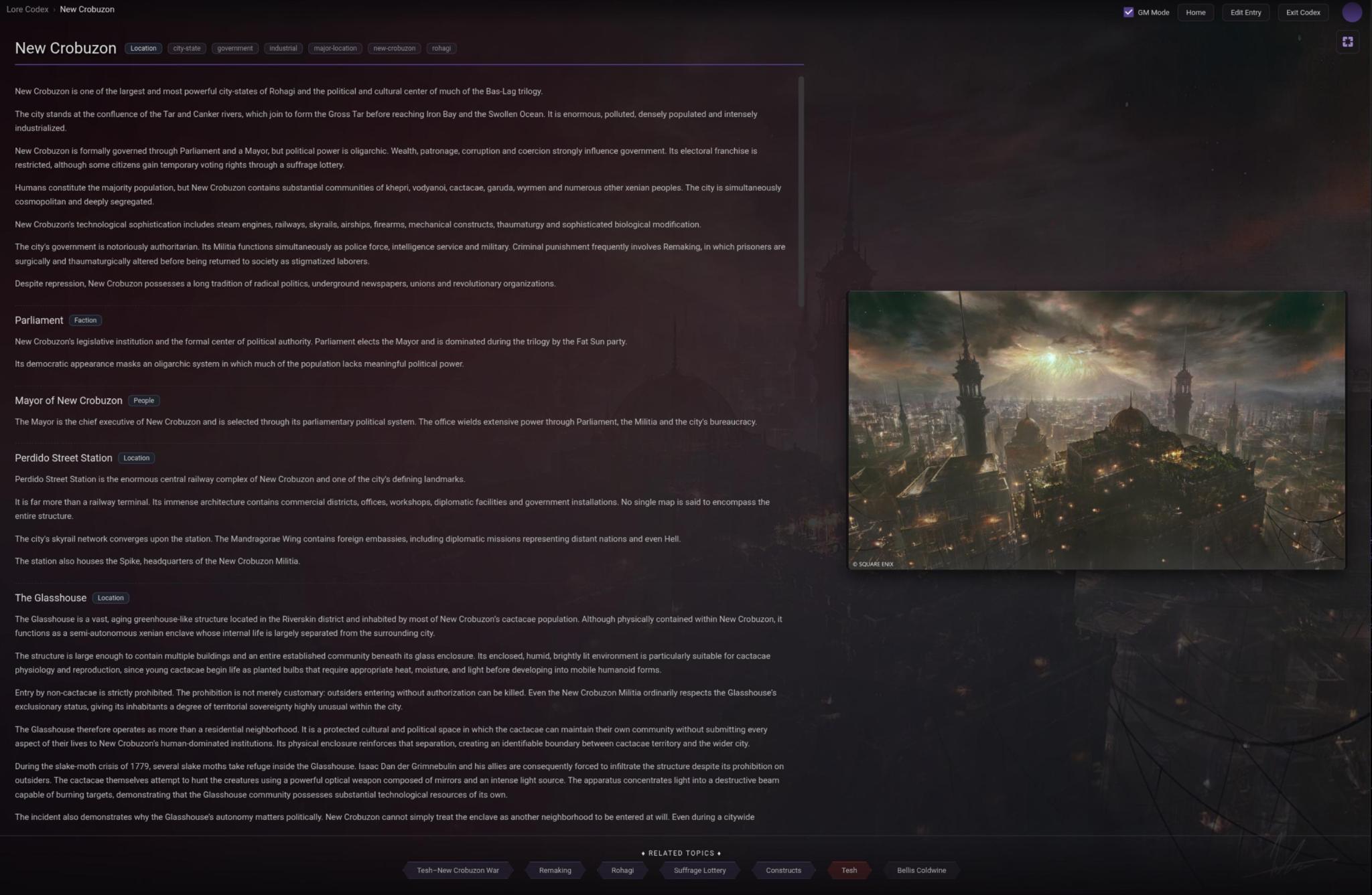 Lore Codex entry view