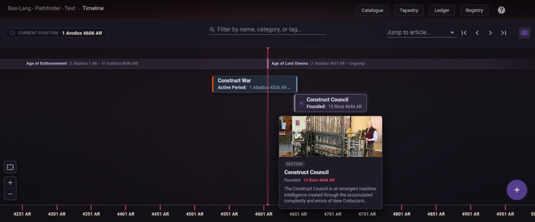 Lore Codex timeline